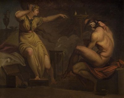Fotis ve a su amante Lucius transformado en un asno. Motivo de El asno de oro de Apuleyo de Nicolai Abildgaard