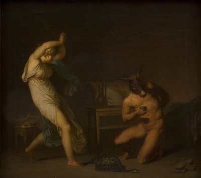 Fotis ve a su amante Lucius transformado en un asno. Motivo de El asno de oro de Apuleyo de Nicolai Abildgaard