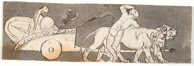 Friso con niño junto al carro de Baco y Marte (o Plutón) tirado por leones de Nicolai Abildgaard