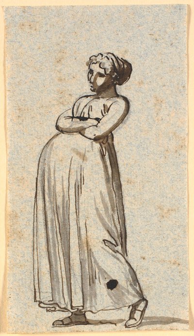 Caricatura de una mujer embarazada, caminando de Nicolai Abildgaard