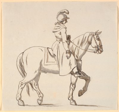 Caricatura de un jinete (¿con referencia a la estatua de Christian V?) de Nicolai Abildgaard
