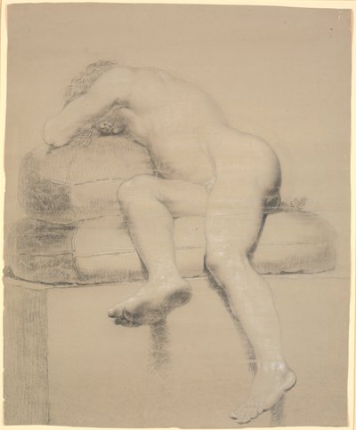 Modelo masculino acostado, visto en escorzo desde los pies de Nicolai Abildgaard