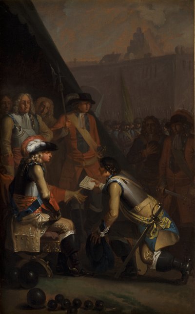 Magnus Stenbock se rinde la fortaleza de Tønnigen a Frederik IV en 1714 de Nicolai Abildgaard
