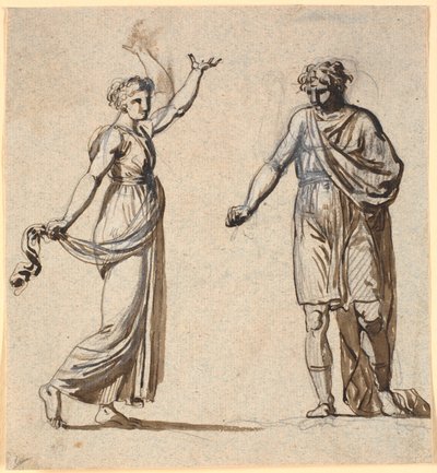 Hombre y mujer con trajes antiguos de Nicolai Abildgaard