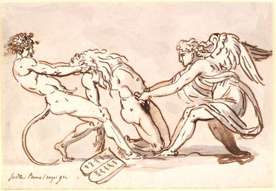 Miguel el Arcángel luchando con el Diablo por el cuerpo de Moisés de Nicolai Abildgaard