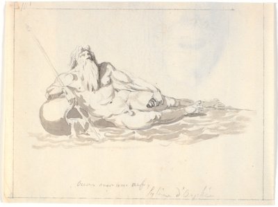 El océano, un dios del mar reclinado de Nicolai Abildgaard