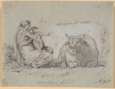 Pasífae con el pequeño Minotauro de Nicolai Abildgaard