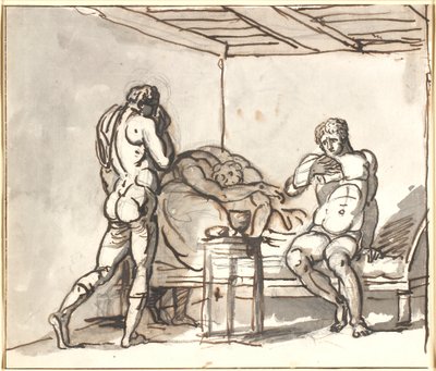 Pericles visita a Anaxágoras, que lee la acusación de Atenas contra él por blasfemia de Nicolai Abildgaard