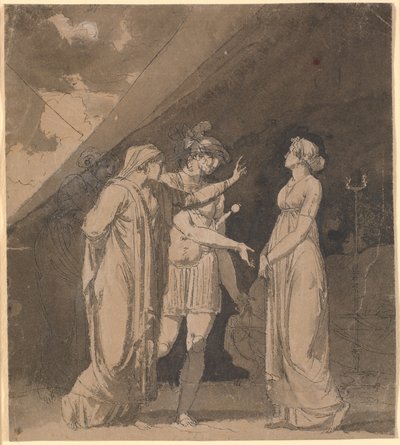Escena de "Le triumvirat" de Voltaire, probablemente acto 2, escena 2 de Nicolai Abildgaard