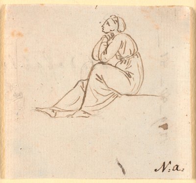 Figura femenina sentada de perfil hacia la izquierda de Nicolai Abildgaard