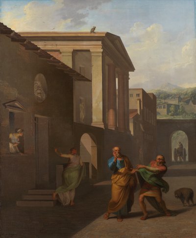 La partera despidiéndose de la chica de Andros. De Andria de Terencio de Nicolai Abildgaard