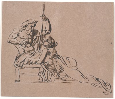 Tetis abrazando suplicante las rodillas de Zeus de Nicolai Abildgaard