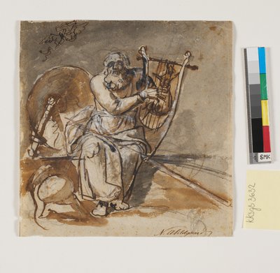 Boceto para la imagen de Ossian (¿o Homero?) de Nicolai Abildgaard