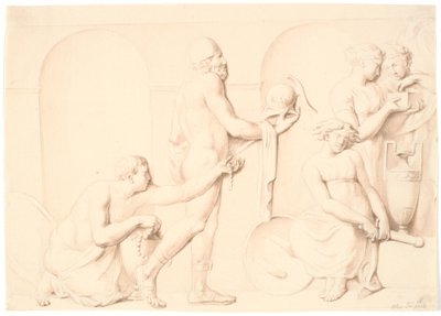 Ulises descubre a Aquiles entre las hijas de Licomedes de Nicolai Abildgaard