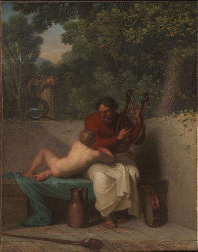 El poeta griego Anacreonte y Bathyll, 1808 de Nicolai Abraham Abildgaard