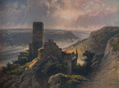Burg Gutenfels con vista a Oberwesel, 1923 de Nicolai Astudin