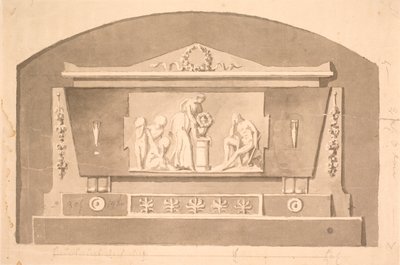 Boceto para sarcófago con relieve para el monumento funerario de Gandil en el cementerio de Assistens de Nicolai Dajon