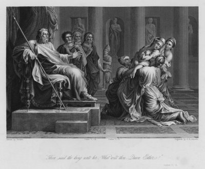 Ester ante Asuero, Ester V, 3 de Nicolas (after) Poussin