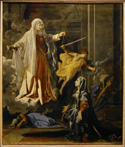El milagro de la peste de Santa Francisca Romaine ... de Nicolas (attr.to) Poussin