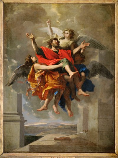 Le ravissement de saint Paul- La apoteosis de San Pablo ... de Nicolas (attr.to) Poussin