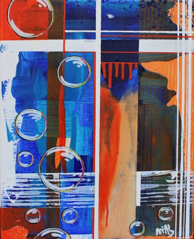 Burbujas abstractas en azul y naranja de Nicolas Alsterdal