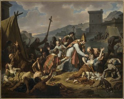 La devoción de Monseñor de Belsunce durante la peste de Marsella, 1720, antes de 1819 de Nicolas André Monsiaux