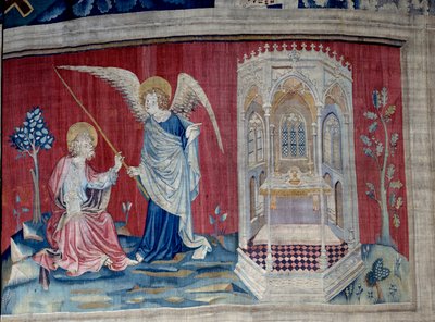 Colgadura del Apocalipsis (1373-1383), n. 27: San Juan y el Ángel. Tapiz de Nicolas Bataille (1330-1405) de Nicolas Bataille