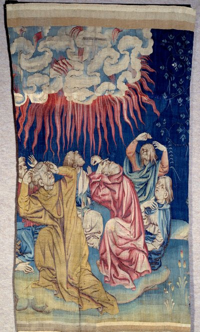 El telón de la Revelación (1373-1383): el fuego del cielo (oscuridad). Tapiz por Nicolas Bataille (1330-1405) de Nicolas Bataille