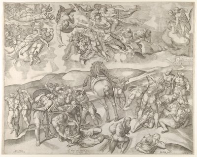Conversión de Saulo, del fresco de Miguel Ángel en la Capilla Paulina en el Vaticano, ca. 1545-60 de Nicolas Beatrizet