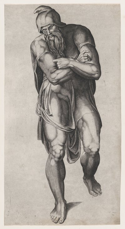 José de Arimatea, después del fresco de la Crucifixión de Miguel Ángel en la Capilla Paulina, V..., 1540-66 de Nicolas Beatrizet