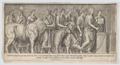 Sacrificio pagano, después de un relieve antiguo, 1553 de Nicolas Beatrizet
