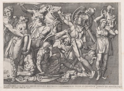 Speculum Romanae Magnificentiae: Batalla de las Amazonas, 1559 de Nicolas Beatrizet