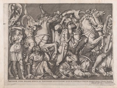 Speculum Romanae Magnificentiae: Batalla de las Amazonas, 1559 de Nicolas Beatrizet