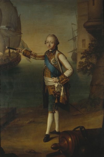 Retrato del Gran Duque Pavel Petrovich 1754-1801 en uniforme de almirante, 1769 de Nicolas Benjamin Delapierre