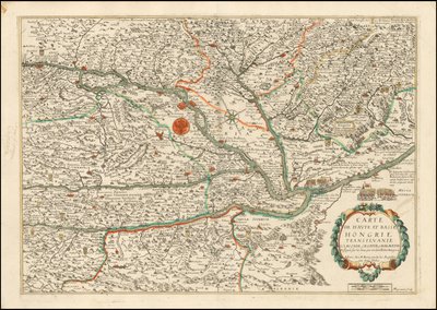 Mapa de 1663 de Alta y Baja Hungría, Transilvania, Eslovenia, Croacia y Dalmacia, publicado por Nicolas Berey de Nicolas Berey