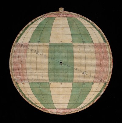 Astrolabio, detalle de una placa con una proyección de Rojas de Nicolas Bion