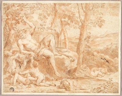 Baco y Putti en el Bosque Sombrío de Nicolas Chaperon