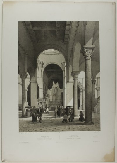 Ancona: Interior de San Siriaco, lámina 38 de Italie Monumentale et Pittoresque de Nicolas Chapuy