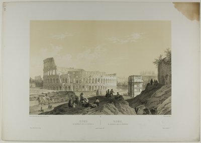 Roma: El Coliseo y el Arco de Constantino, lámina 38 de Italie Monumentale et Pittoresque de Nicolas Chapuy