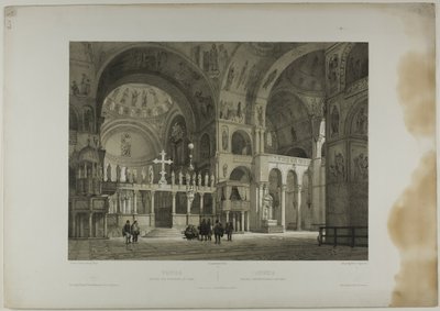 Venecia: Segunda vista interior de San Marcos, lámina dieciséis de Italie Monumentale et Pittoresque de Nicolas Chapuy