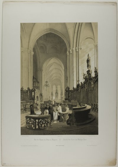 Vista del coro de la catedral de Maguncia, plancha cuatro de Allemande de Nicolas Chapuy