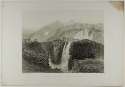 Cascadas de Tívoli, lámina dieciocho de Italie Monumentale et Pittoresque de Nicolas Chapuy