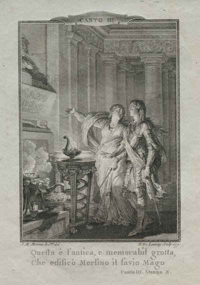 En la gruta de Merlín, el mago, 1771 de Nicolas Delaunay