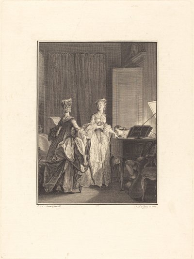 Il appliqua sur cette main un baiser que je sentis sur mon coeur de Nicolas Delaunay after Jean Michel Moreau