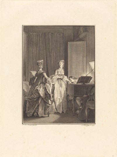 Il appliqua sur cette main un baiser que je sentis sur mon coeur de Nicolas Delaunay after Jean Michel Moreau