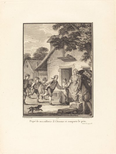 Piqué de mi burla, se esfuerza y gana el premio de Nicolas Delaunay after Jean Michel Moreau