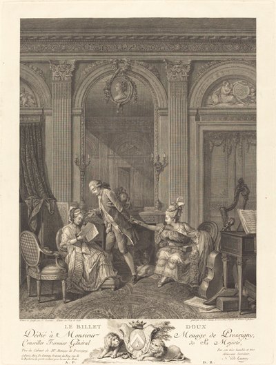 La nota de amor de Nicolas Delaunay after Nicolas Lavreince