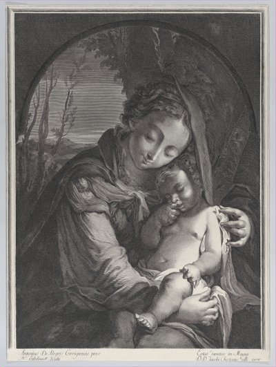 Virgen con el niño Cristo dormido de Nicolas Etienne Edelinck