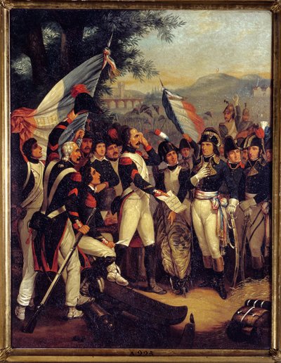 El certificado de cabo a Lodi 10/05/1796 Napoleón Bonaparte (1769-1821) recibió el certificado de cabo. Pintura de Nicolas Eustache Morin (1799-1850) 1799 Sol. 0,42x0,33 m Ile d