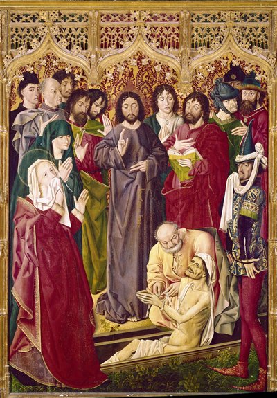 La resurrección de Lázaro (temple sobre tabla) de Nicolas Froment